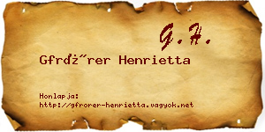 Gfrörer Henrietta névjegykártya